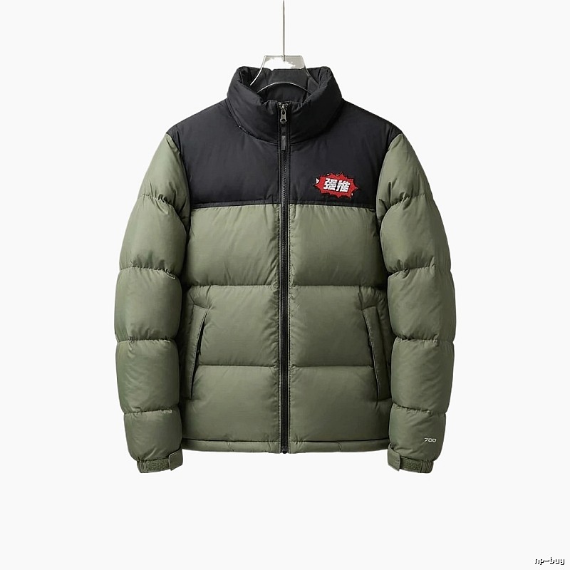 The North Face retro-style matcha green down jacket