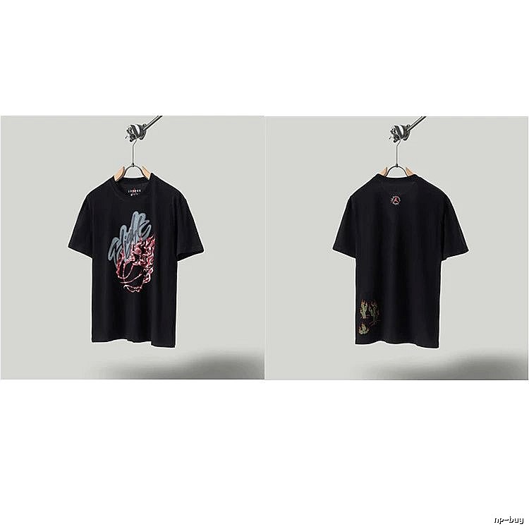 Travis Scott x Air Jordan Graffiti-style Black Short-sleeve T-shirt