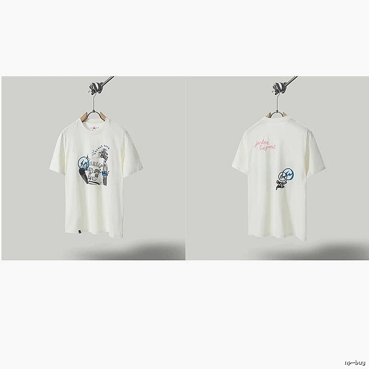 Travis Scott x Jordan Co-branded Graffiti-style Off-white T-shirt