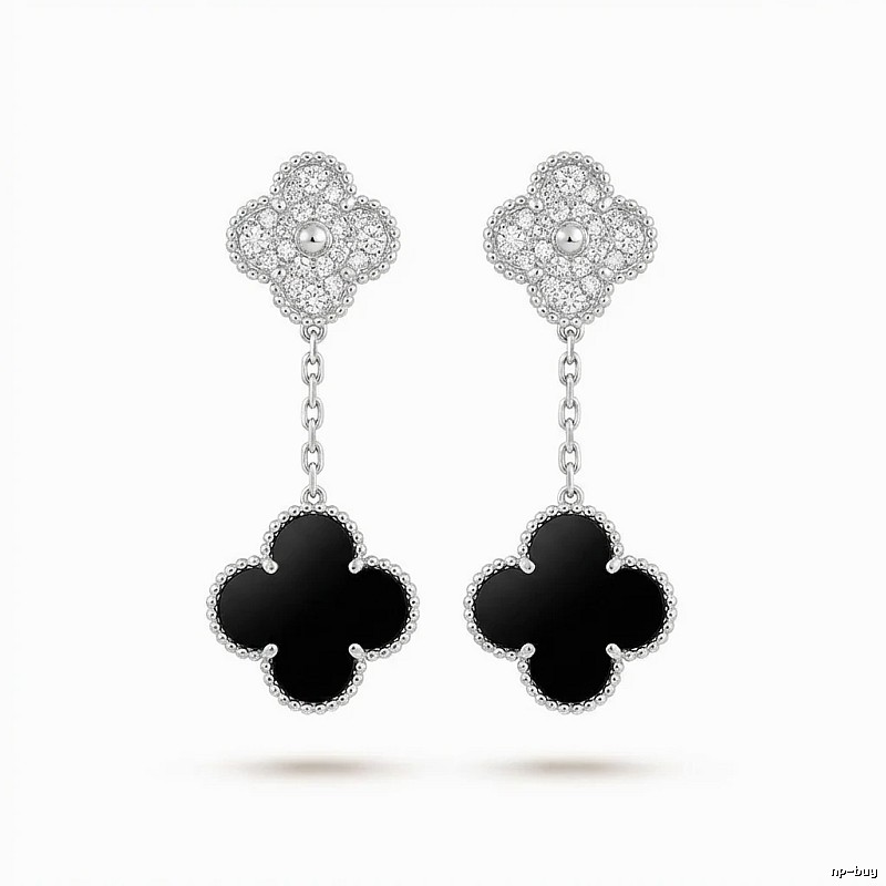 Van Cleef & Arpels Alhambra Black Onyx Earrings