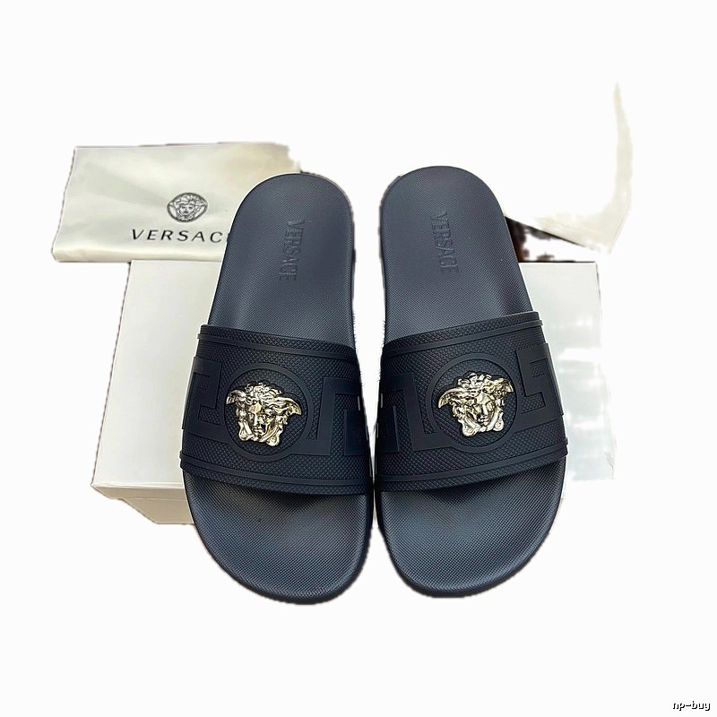 Versace Medusa Luxury Style Black Slide Sandals
