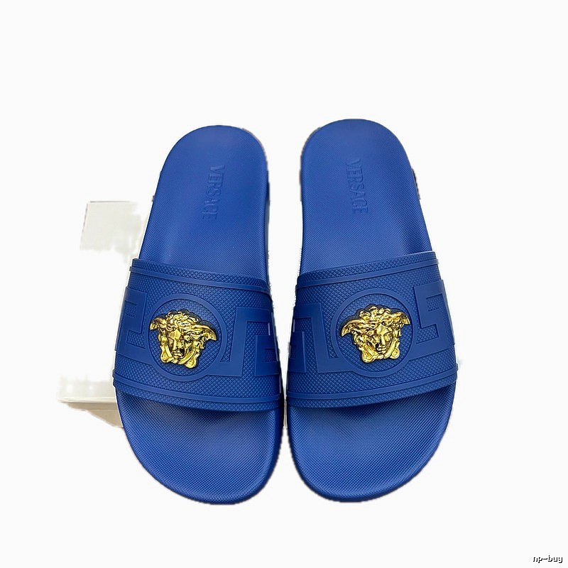 Versace Medusa Luxury Style Royal Blue Slide Sandals