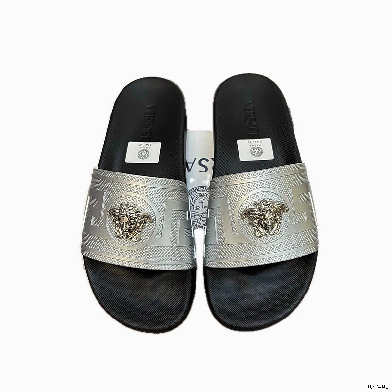 Versace Medusa Luxury Trendy Silver & Black Slides