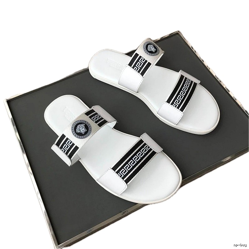 Versace Medusa Trendy Streetwear Style White Slides