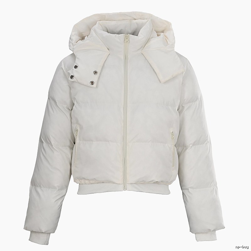 White Weekend Cropped Hooded Puffer