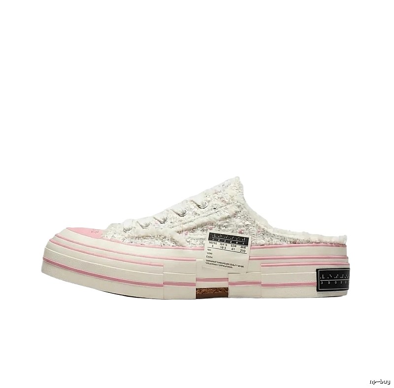 Xvessel casual style white and pink slippers
